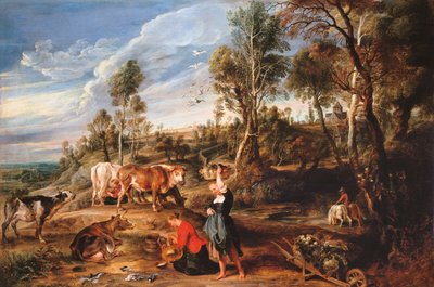 Milkmaids with Cattle in a Landscape, The Farm at Laken by Peter Paul Rubens